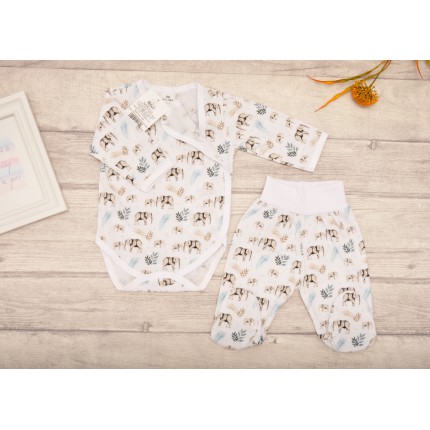 Komplet 2cz body kopertowe półśpiochy wz. białe słonie WCZEŚNIAK