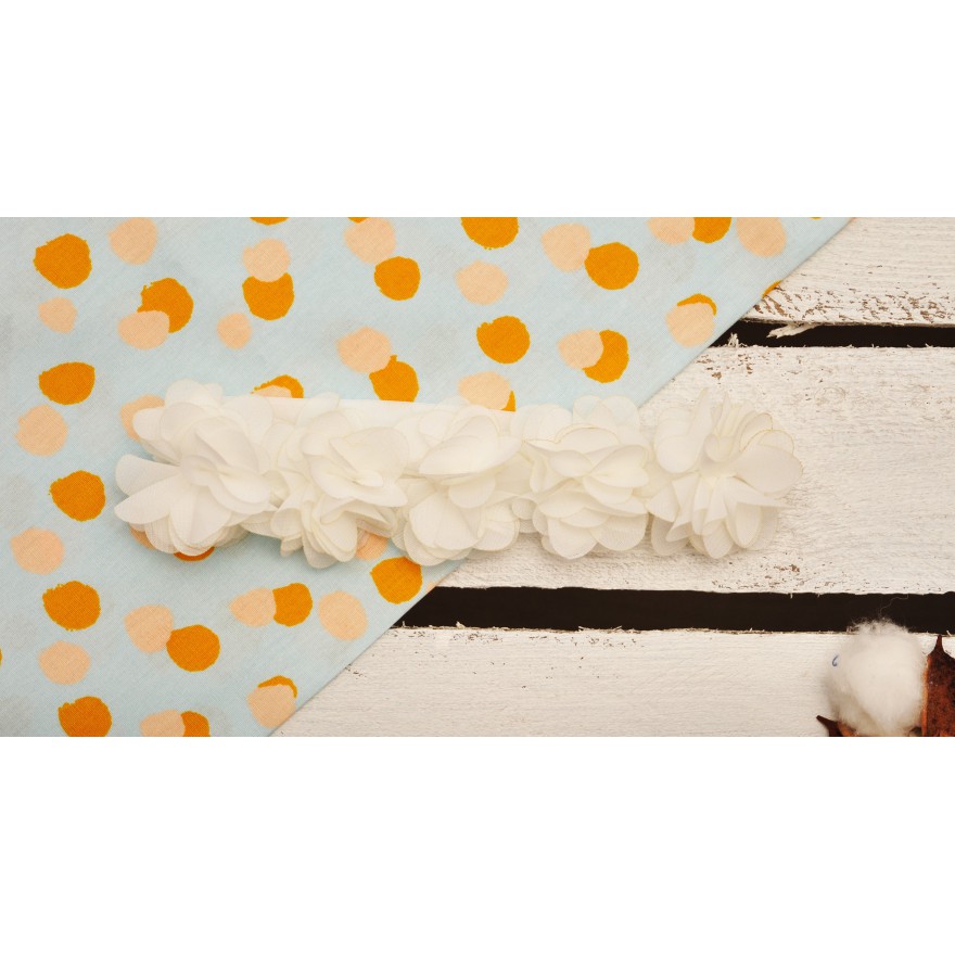 OPASKA ANIKA z tiulowymi kwiatami biała opaska z gumką 0-9msc CHRZEST