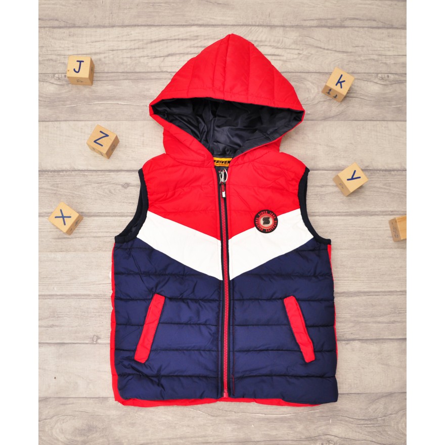 Czerwono- granatowa KAMIZELKA bezrękawnik pikowany chłopięcy