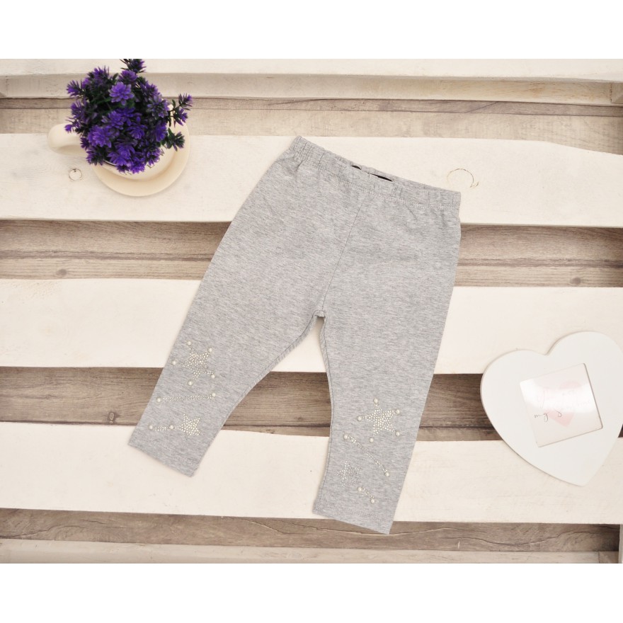 Szare LEGGINSY za kolano getry w ozdobne gwiazdki dżety