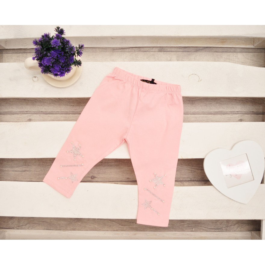 Różowe LEGGINSY za kolano getry w ozdobne gwiazdki dżety