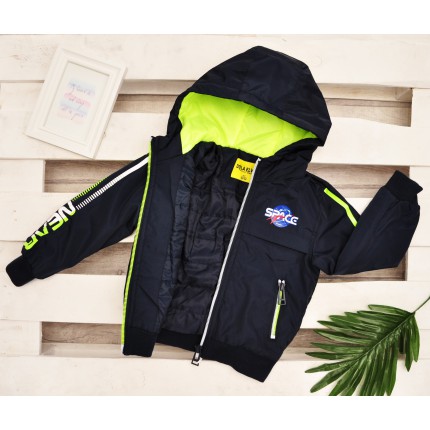 Kurtka BOMBERKA przeciwdeszczowa z kapturem wiosna jesień SPACE granat zieleń