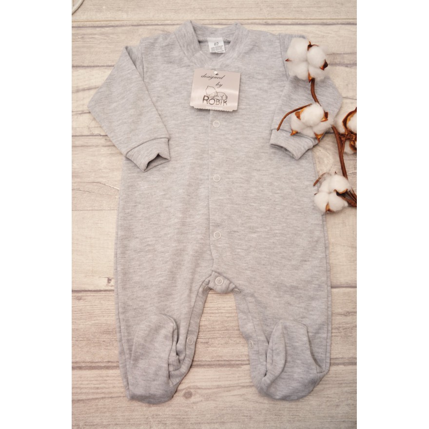 Gładki szary Pajac pajacyk bawełniany WCZEŚNIAK