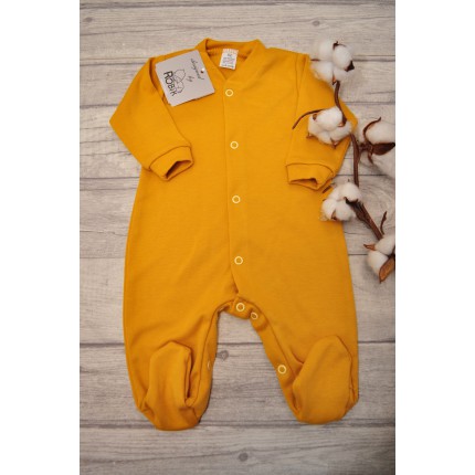 Gładki musztardowy Pajac pajacyk bawełniany WCZEŚNIAK