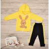 Żółto- czarny DRES ZAJĄCZEK z uszami, bluza, spodnie, komplet