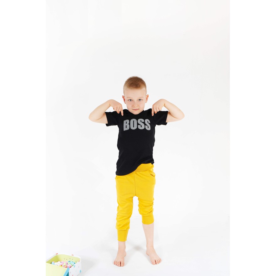 KOSZULKA czarna T-SHIRT z napisem BOSS