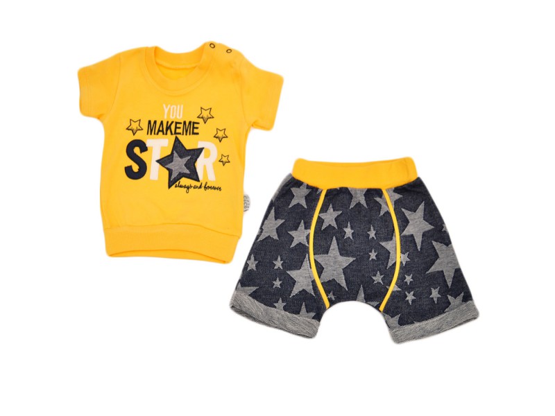 Żółto- granatowy DRES YOU MAKEMY STAR w gwiazdki t-shirt i spodnie