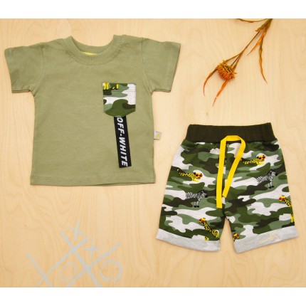 Moro DRES zielony OFF WHITE w zwierzęta safari t-shirt i spodnie