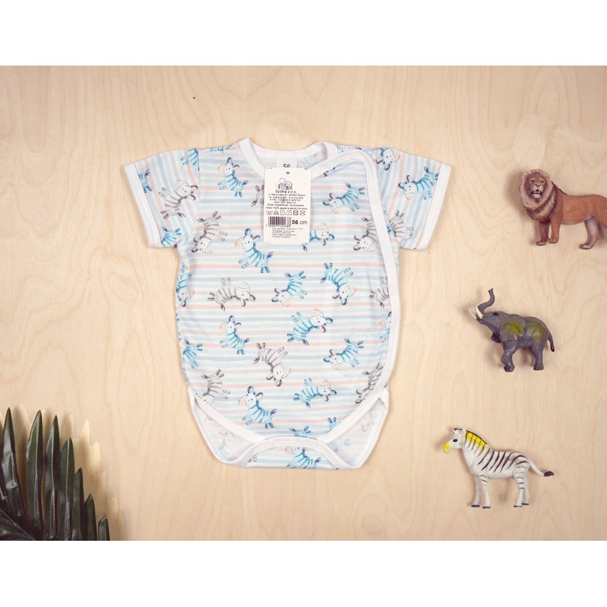 BODY kopertowe w paski i zebry niebieskie i czarne krótki rękaw