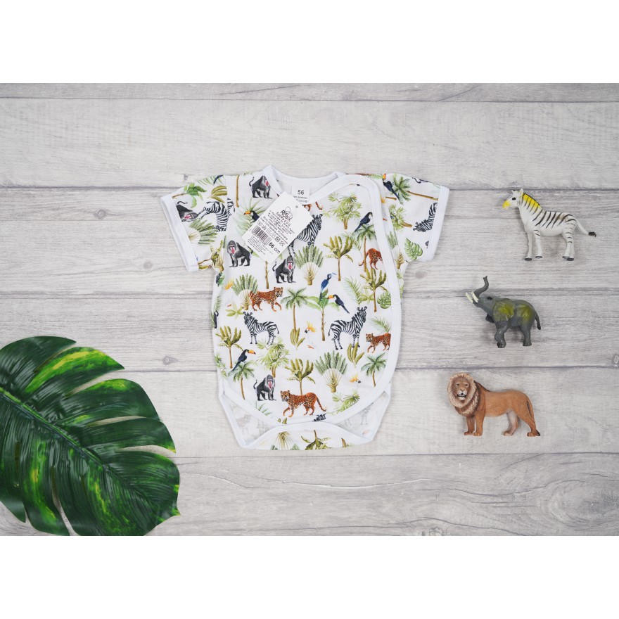 BODY kopertowe białe dżungla krótki rękaw