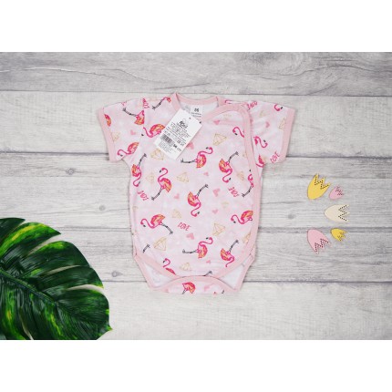 BODY kopertowe różowe flamingi LOVE, krótki rękaw