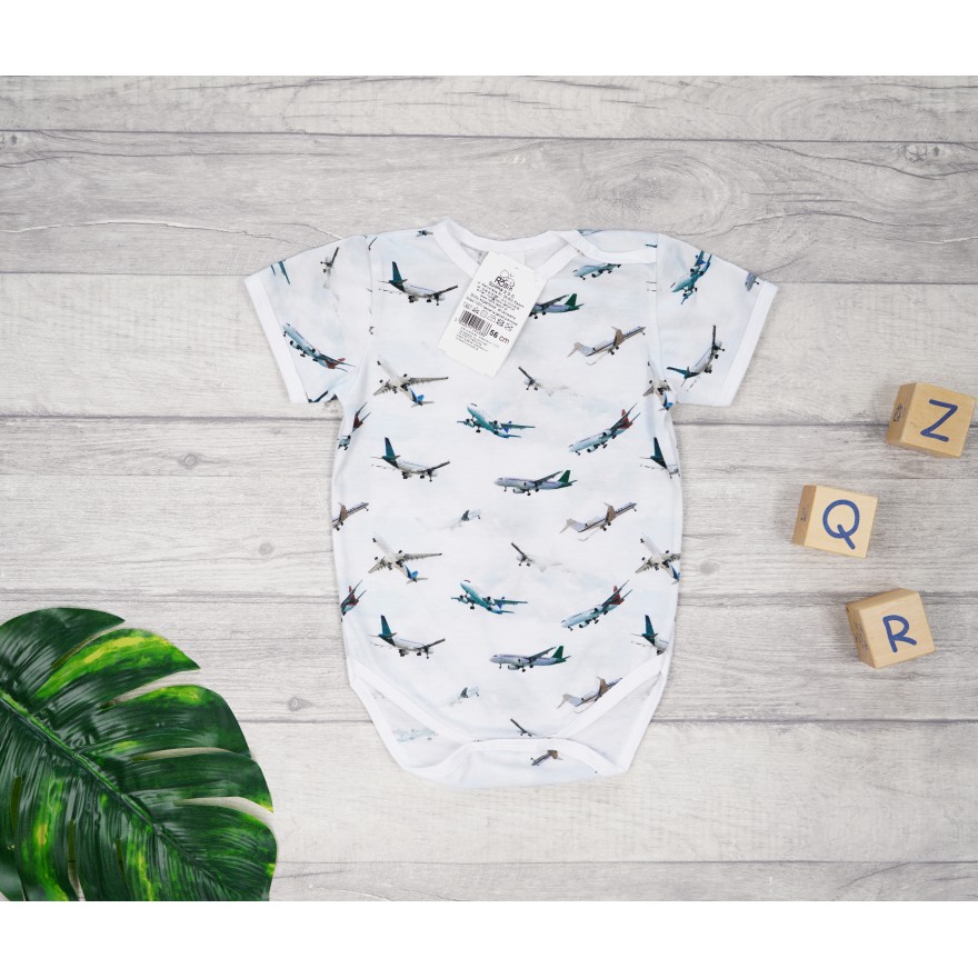 BODY białe w samoloty krótki rękaw