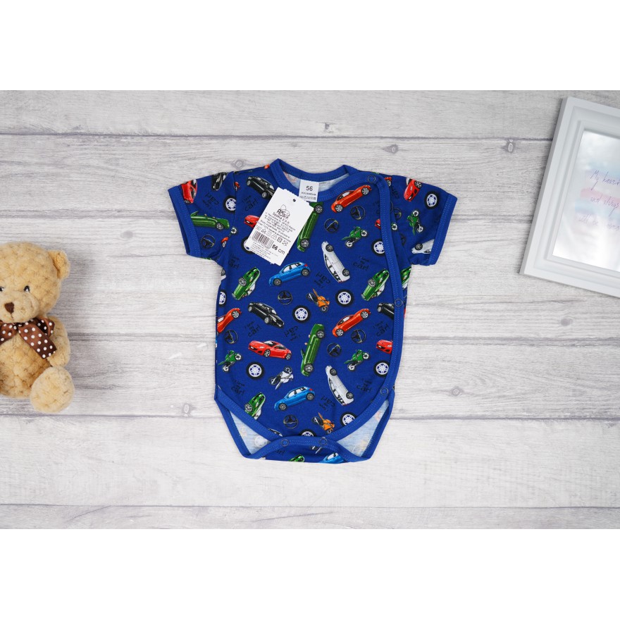 BODY kopertowe granatowe w kolorowe auta, I LOVE MY CAR, krótki rękaw