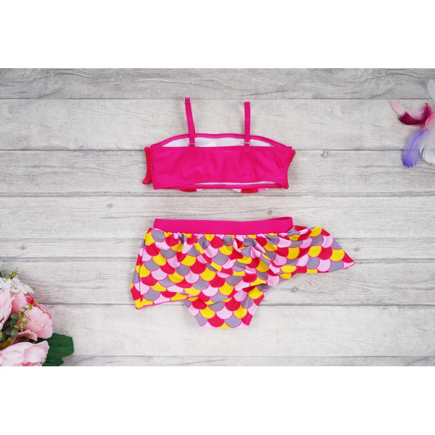 Kostium kąpielowy dwuczęściowy różowy RYBKI, strój basen
