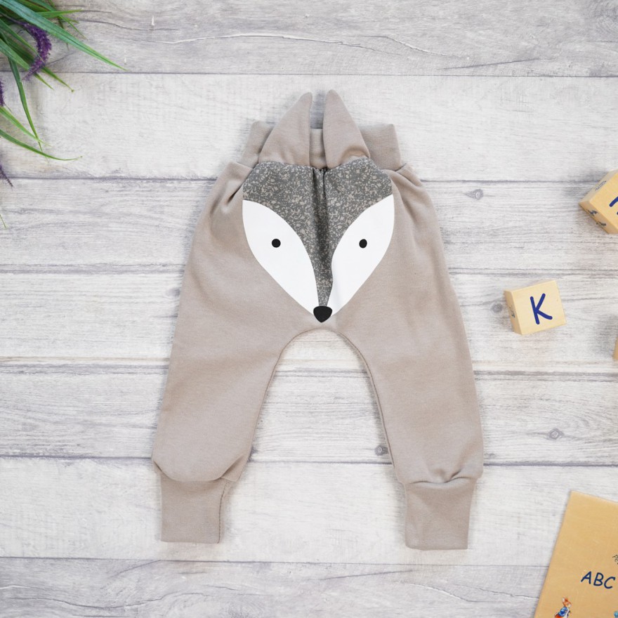 Kawowe SPODNIE chłopięce LISEK półśpiochy wiosna jesień