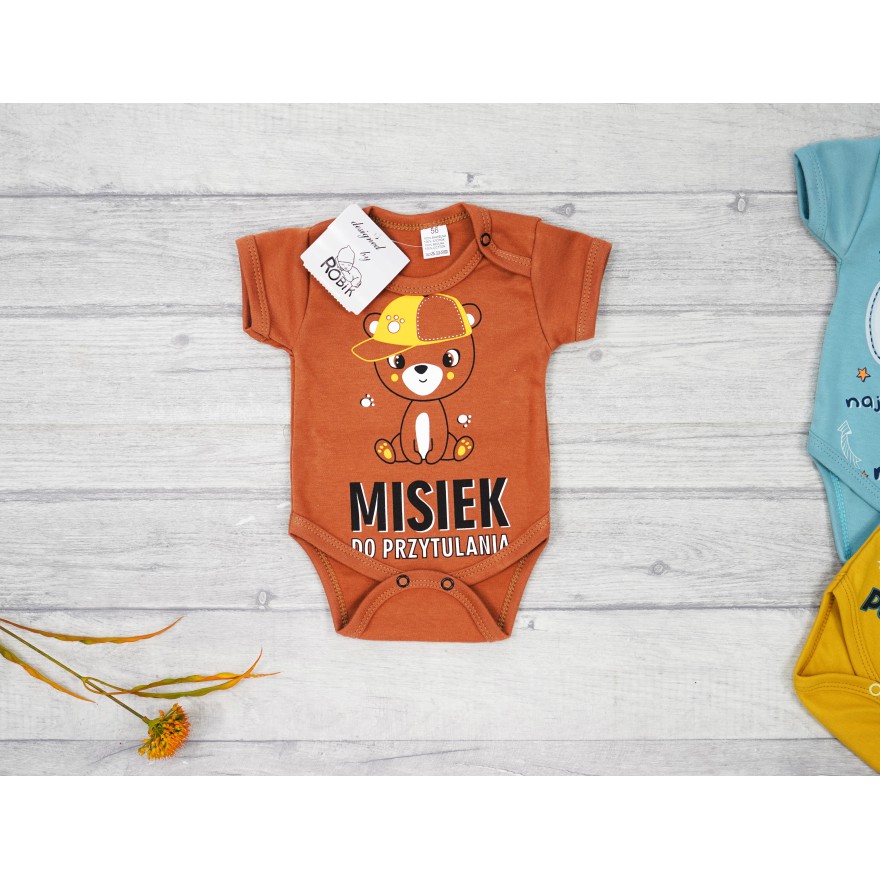 BODY MISIEK DO PRZYTULANIA brązowe wzór 663 krótki rękaw