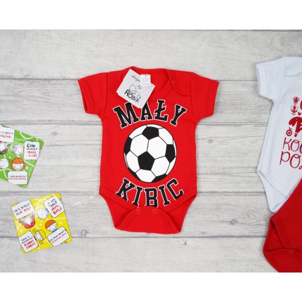 BODY MAŁY KIBIC z piłką czerwone wzór 662 krótki rękaw patriotyczne