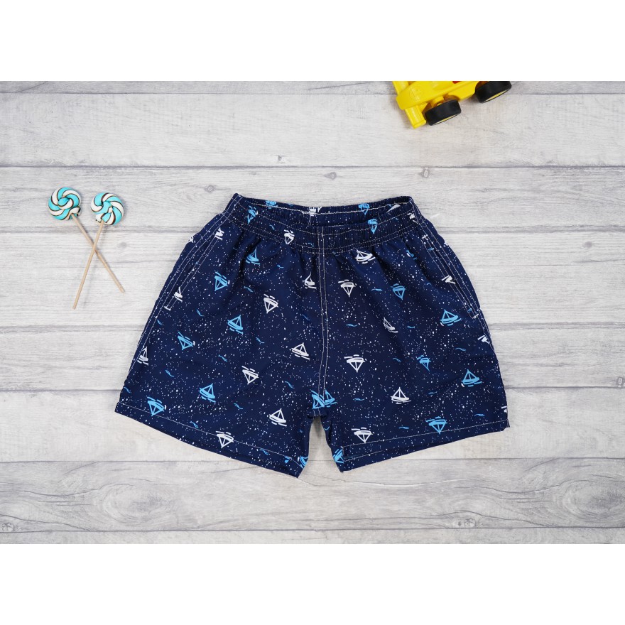 Kąpielówki chłopięce spodenki kąpielowe granat w żaglówki