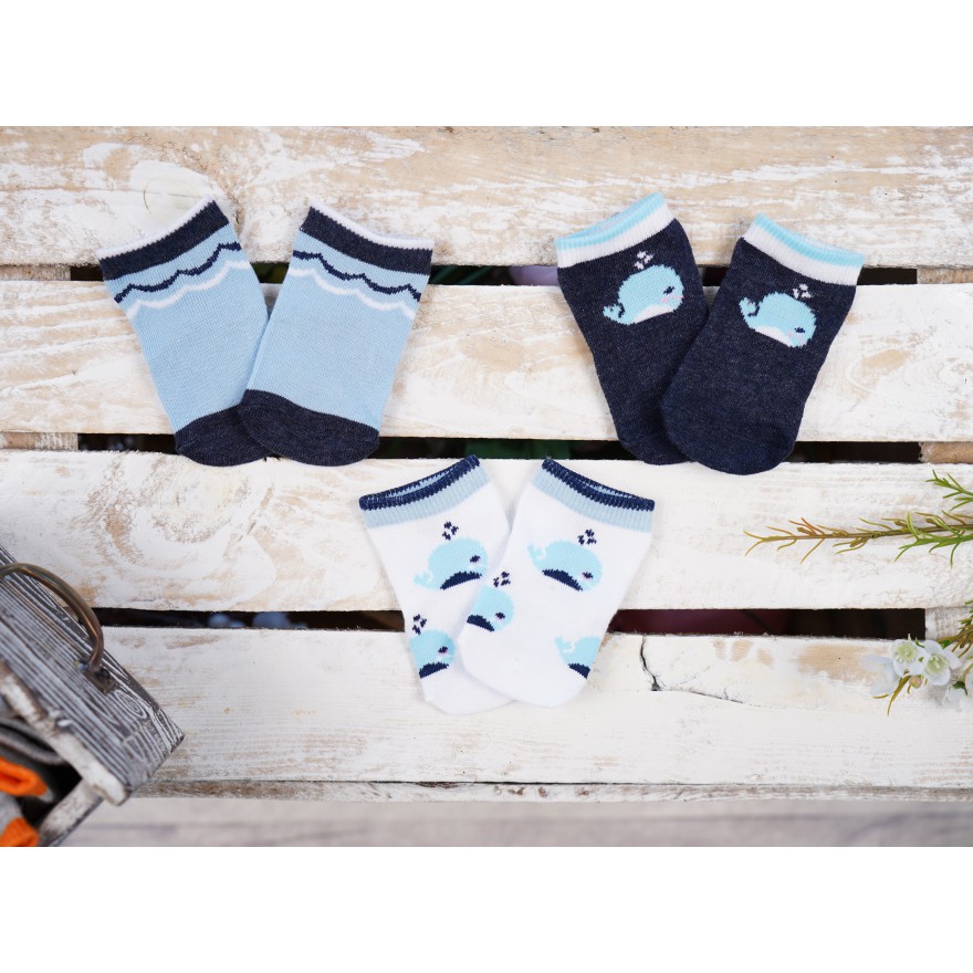 3pak SKARPETKI bawełniane skarpety chłopięce C-28 WIELORYB