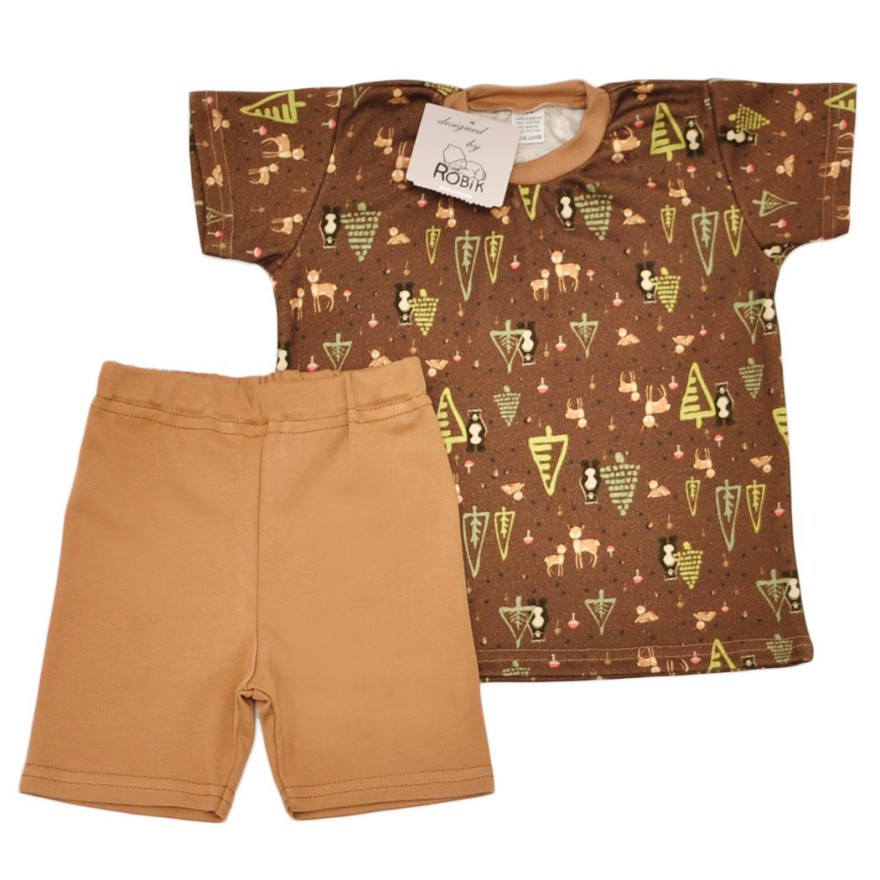 PIŻAMA letnia brązowa LAS 686 krótki rękaw