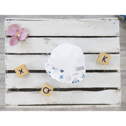 Biały KAPELUSZ KOSMOS czapka z daszkiem przeciw poceniu głowy