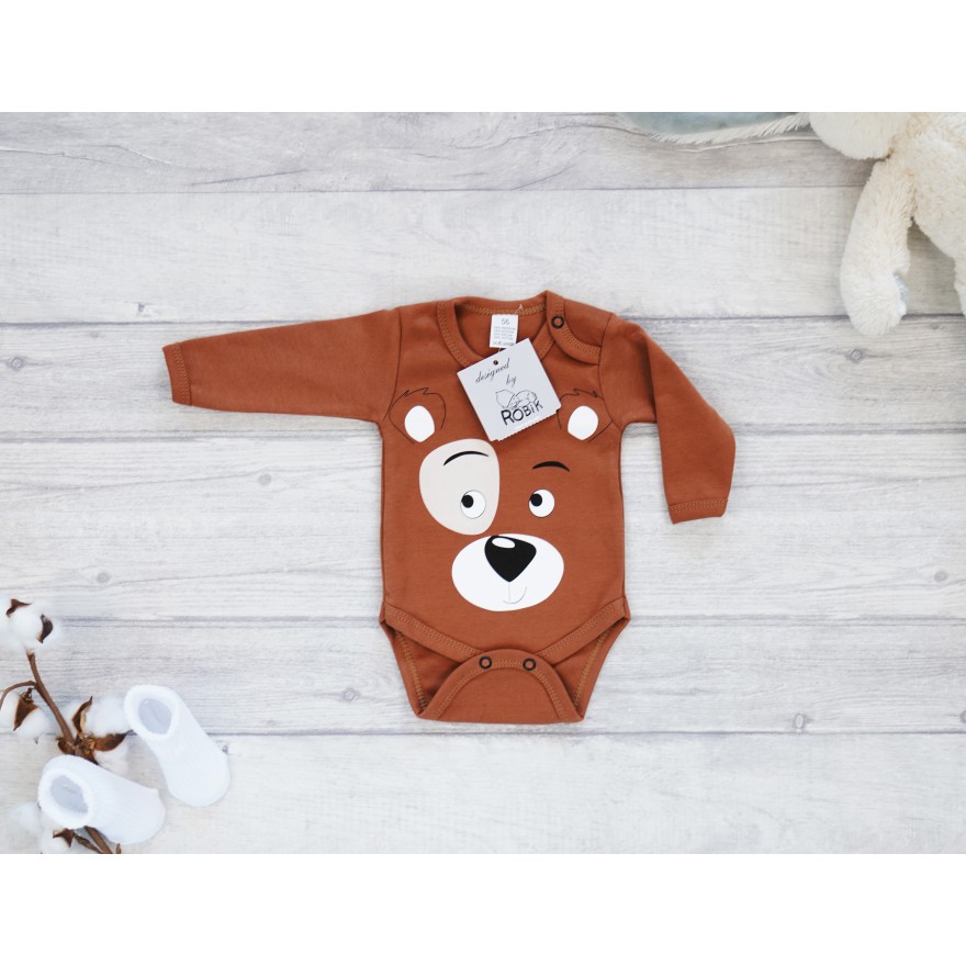 Brązowe BODY MIŚ długi rękaw wzór 602