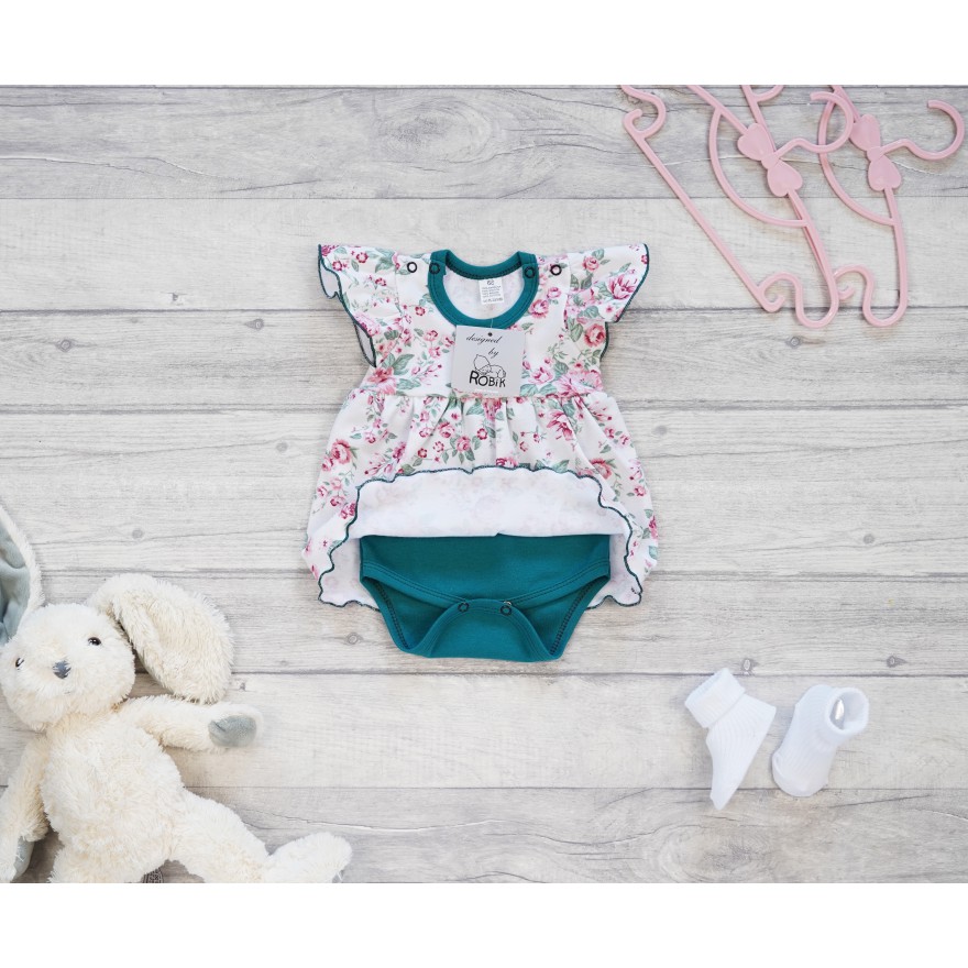 BODY SUKIENKA butelkowa w kwiaty na bieli w. 373b krótki rękaw