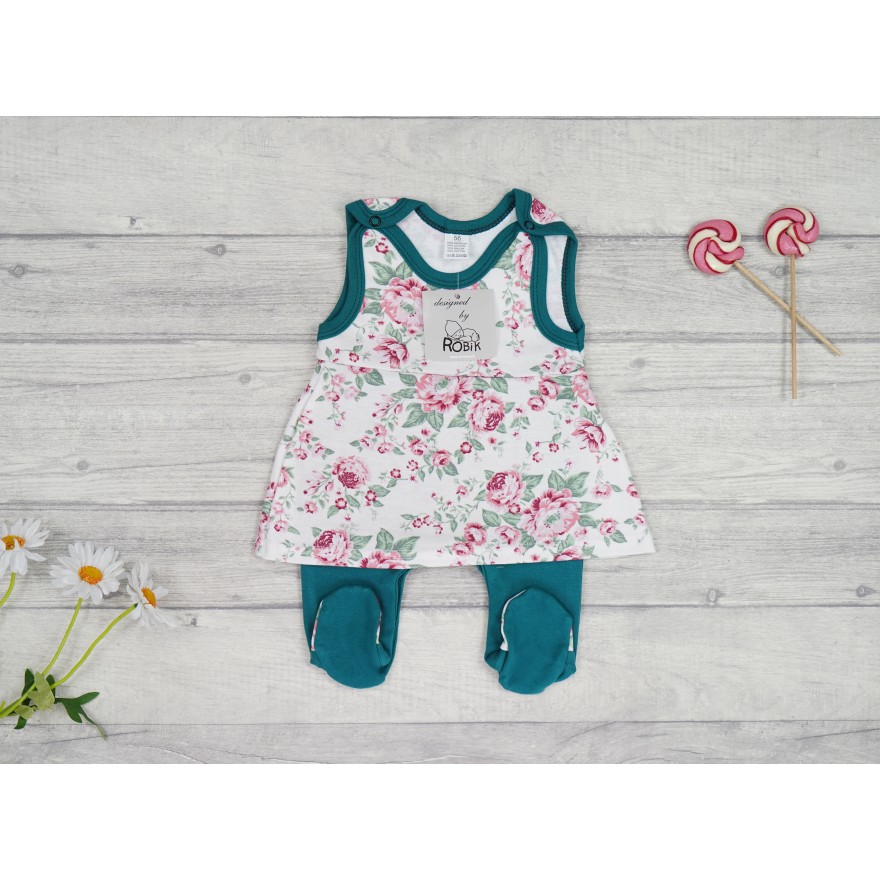 ŚPIOCHY SUKIENKA 2w1 butelkowa w kwiaty na bieli wzór 373b