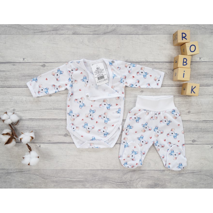 Komplet 2cz body kopertowe półśpiochy białe wz. koala