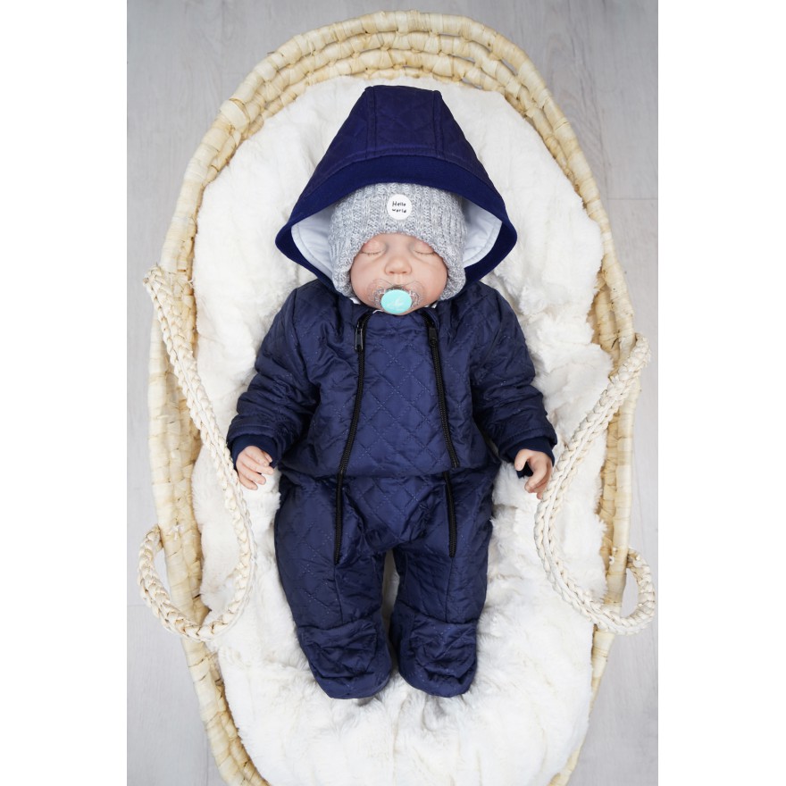 Granatowy KOMBINEZON pikowany 2 suwaki JESIEŃ-ZIMA