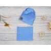 Niebieski komplet CHILL OUT czapka + komin wiosna/jesień