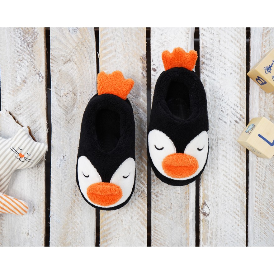 Czarne KAPCIE PINGWINY ciepłe miękkie ciapy