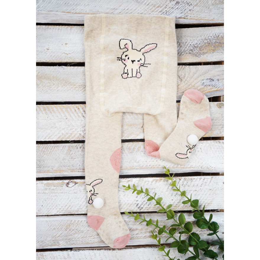 RAJSTOPY do RACZKOWANIA beżowe z królikiem 3d POTRÓJNY ABS! wzór 464