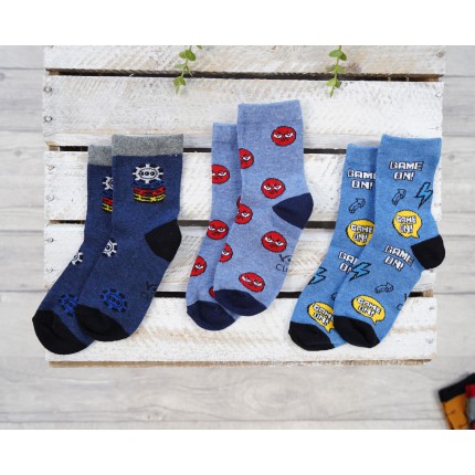 3pak SKARPETKI bawełniane GAME ON skarpety chłopięce C-36