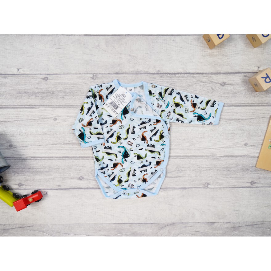 BODY kopertowe dino DINOSAUR niebiesko- białe długi rękaw