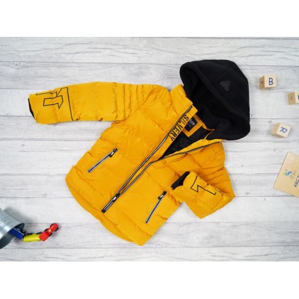 Musztardowa KURTKA pikowana 11 SILVERY na futerku ZIMA