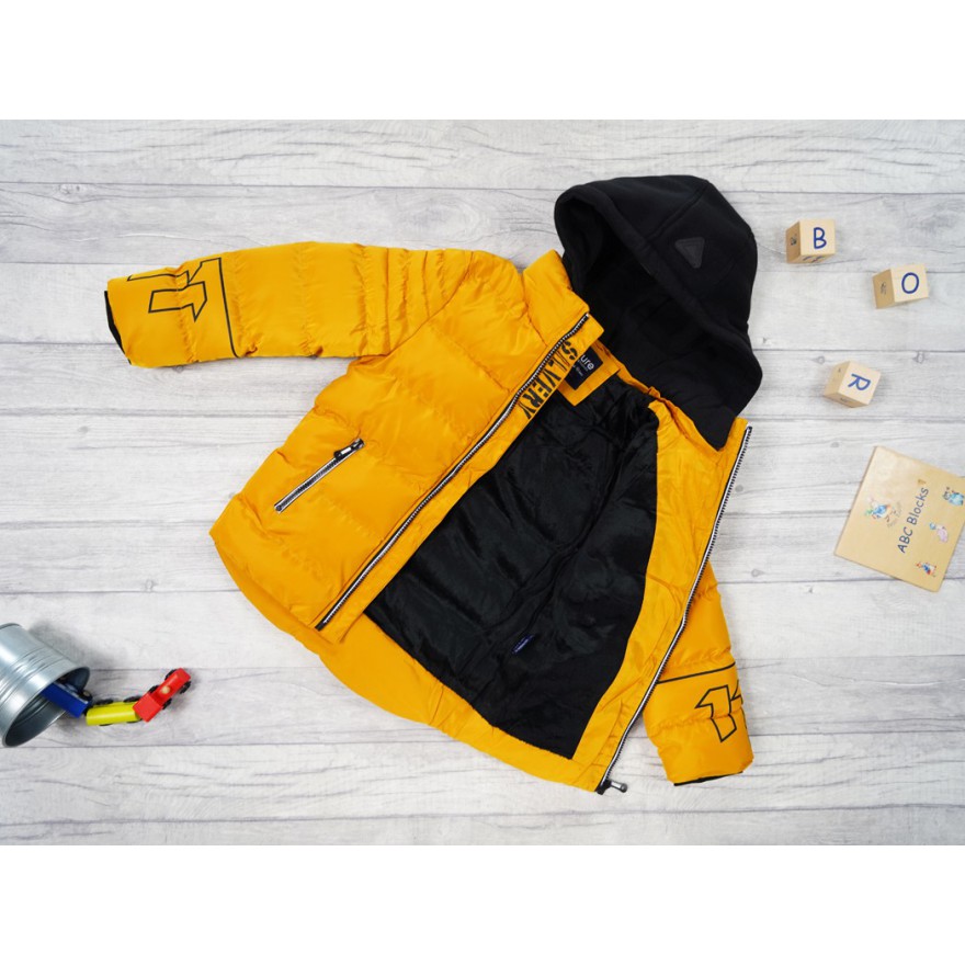 Musztardowa KURTKA pikowana 11 SILVERY na futerku ZIMA