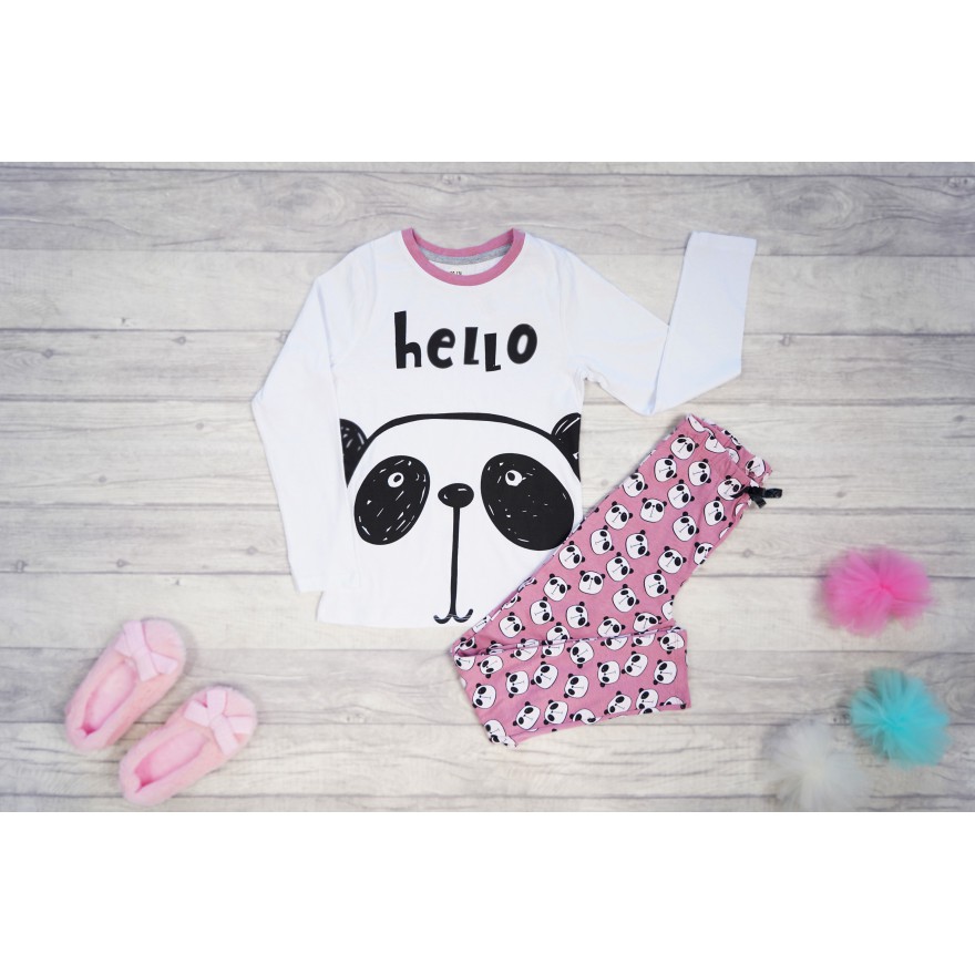 Piżama dziewczęca HELLO PANDA piżamka długi rękaw