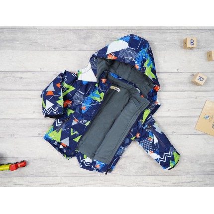 ZIMOWY KOMBINEZON dwuczęściowy GRANATOWY we wzory geometryczne