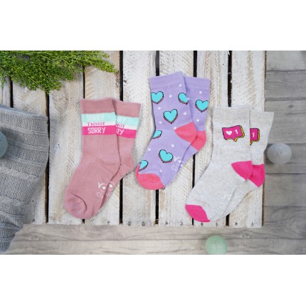 3pak SKARPETKI bawełniane WIADOMOŚĆ skarpety dziewczęce D-43