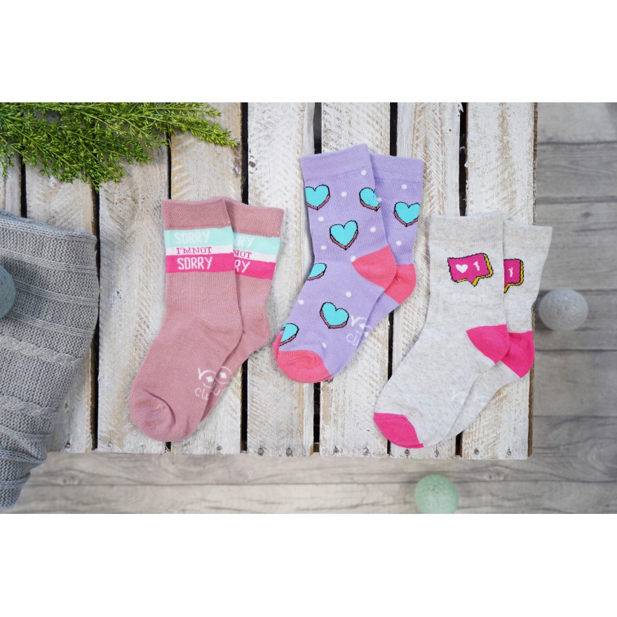 3pak SKARPETKI bawełniane WIADOMOŚĆ skarpety dziewczęce D-43