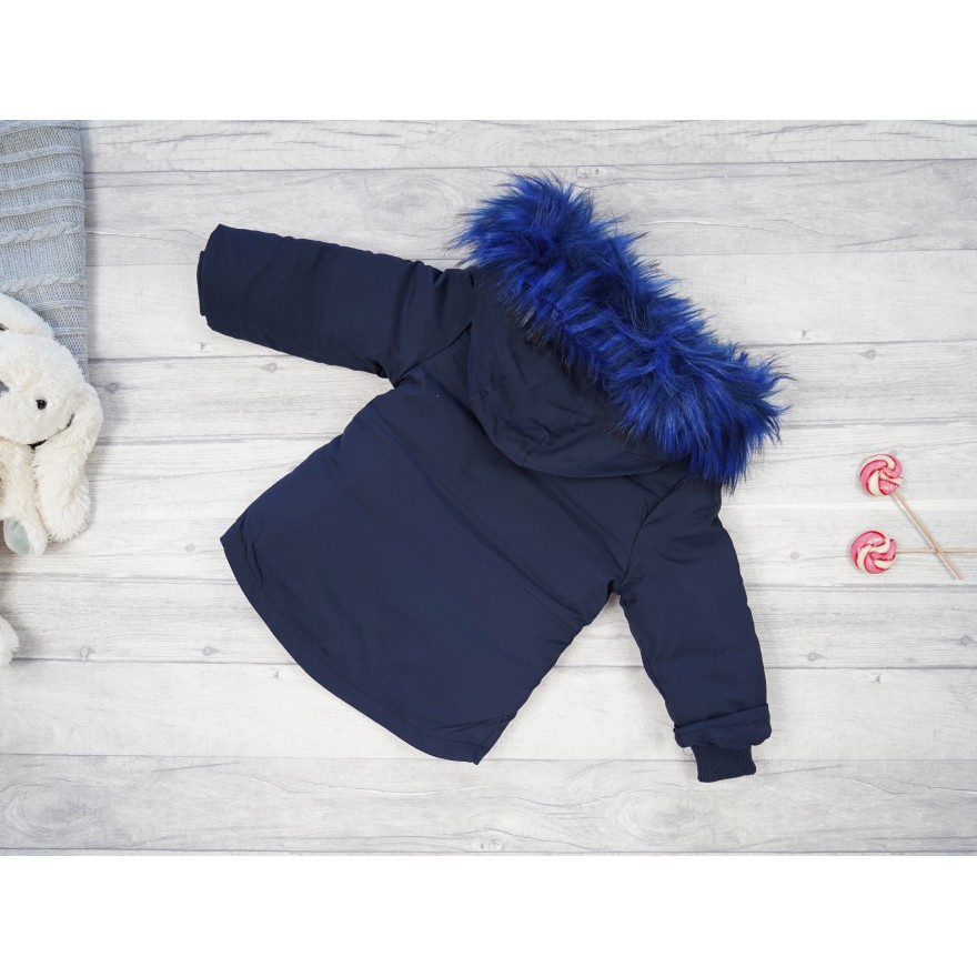 Granatowa KURTKA dziewczęca na futerku ZIMA