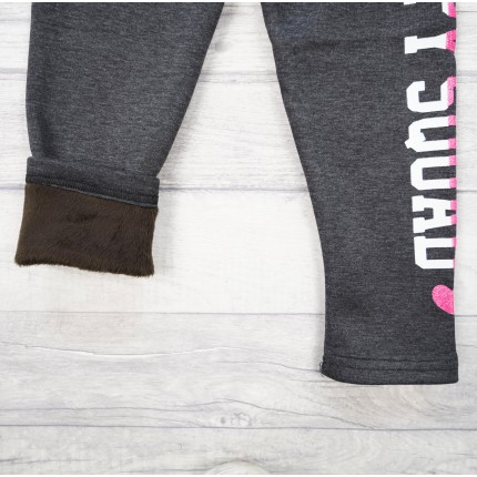 Szare LEGGINSY ocieplane na futerku GETRY PY SQUAD