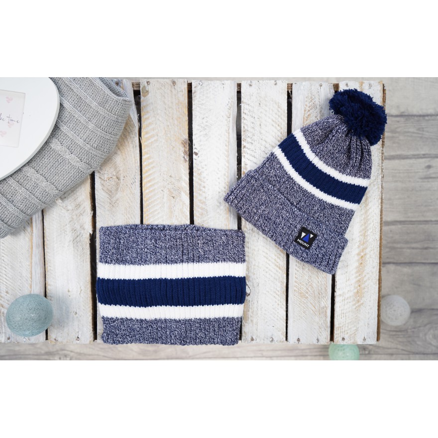 Zimowy komplet AURELIUSZ, czapka z pomponem + komin