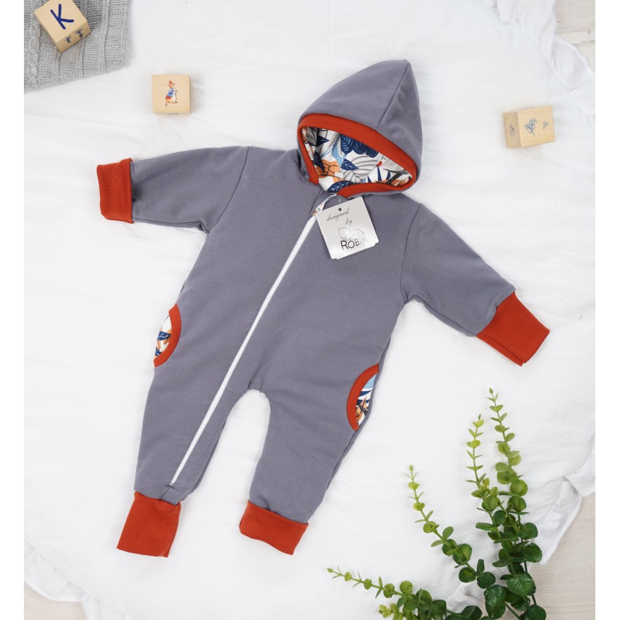 Grafitowy KOMBINEZON ocieplany KOALA rosnący dresowy