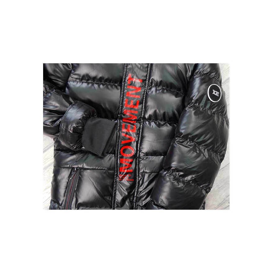 Czarna KURTKA metalik MOVEMENT pikowana na futerku ZIMA