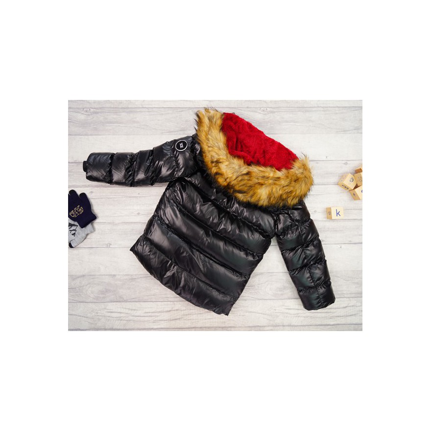 Czarna KURTKA metalik MOVEMENT pikowana na futerku ZIMA