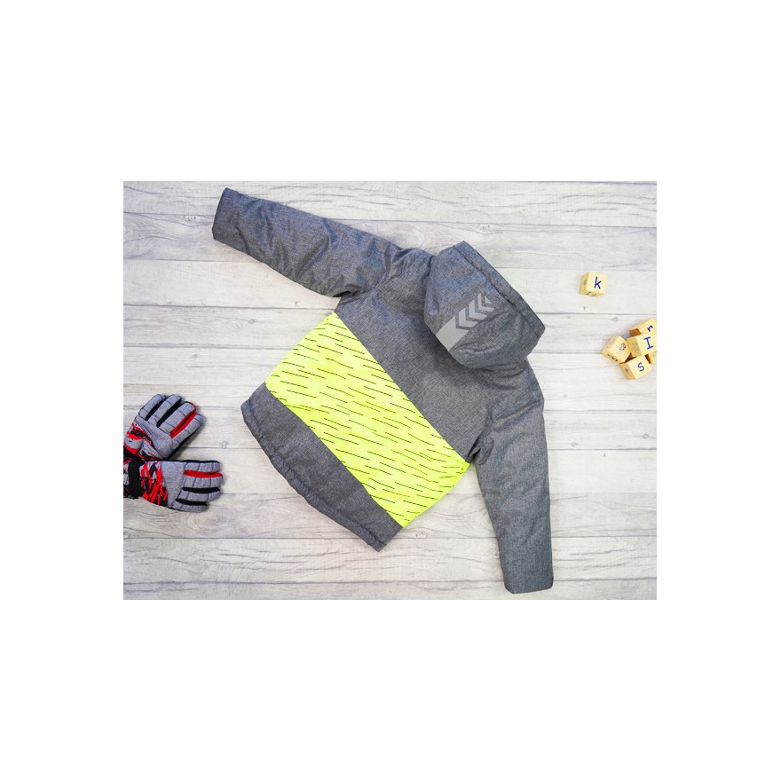 Szara KURTKA CANADA zielony neon wodoodporna ZIMA