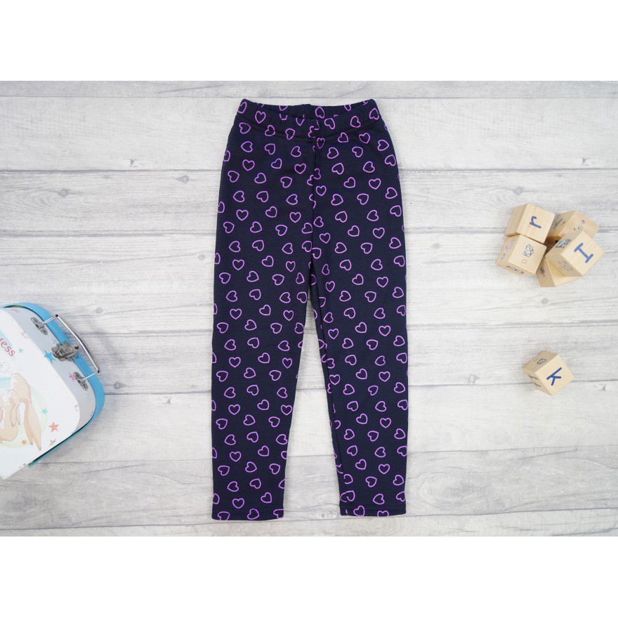 Granatowe LEGGINSY ocieplane na futerku GETRY serca
