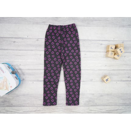 Grafitowe LEGGINSY ocieplane na futerku GETRY serca